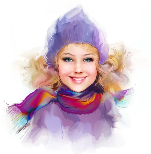 Zimowych dziewczyna w ciepłą odzież — Zdjęcie stockowe