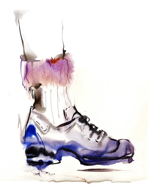 Vrouwelijke aquarel schoen — Stockfoto