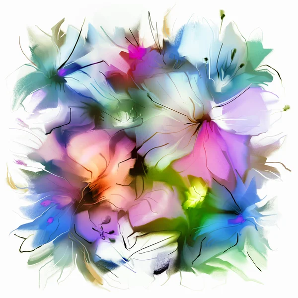 Suluboya çiçek buketi