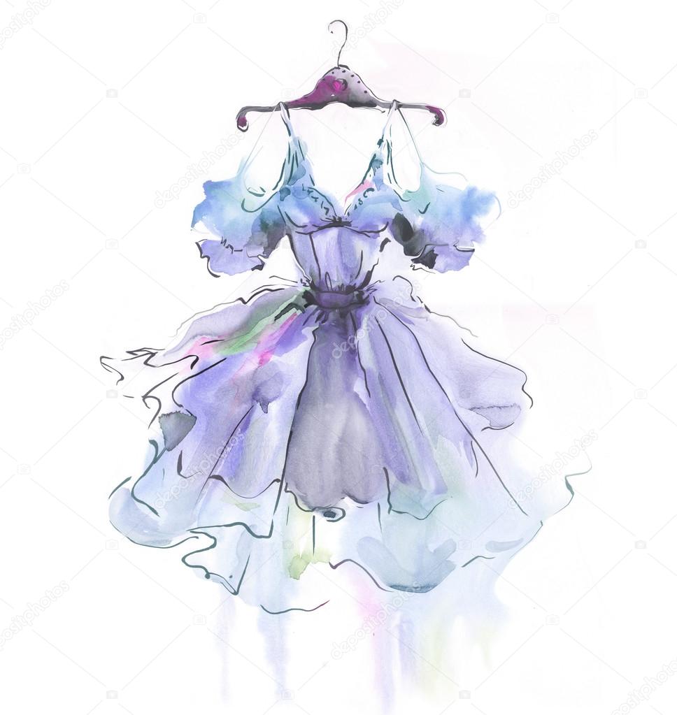 Watercolor Floral Dress Art/ Watercolor Fashion Illustration, Fashion ...