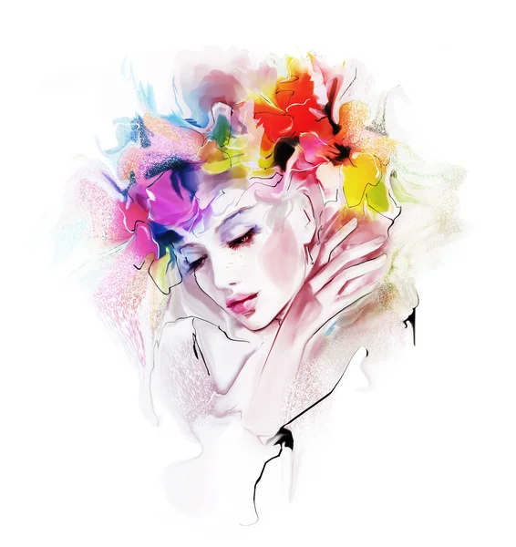 Çiçek çelenk ile kız