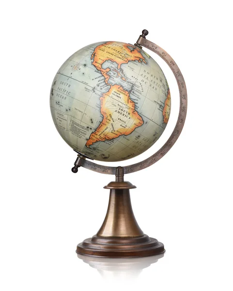 Globe eristetty valkoisella pohjalla. Näytetään Amerikka — kuvapankkivalokuva