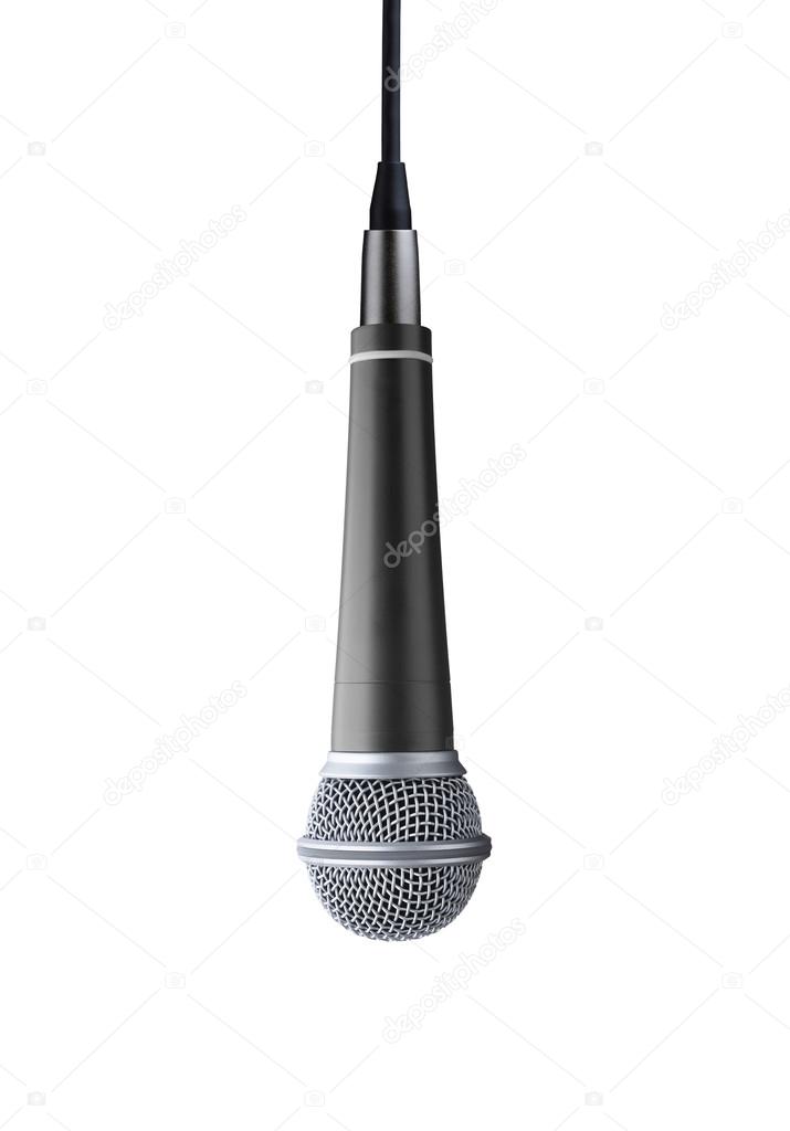 upside down microphone isolated on white background