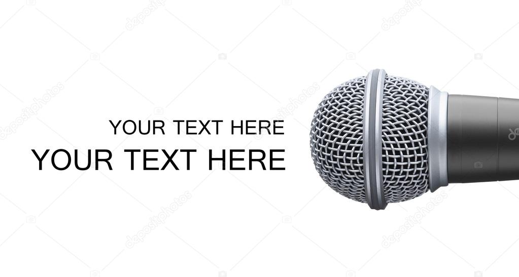 Close-up microphone isolated on white background
