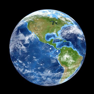 Kuzey ve Güney Amerika, Usa gösterilen uzaydan Dünya gezegeni. Worl