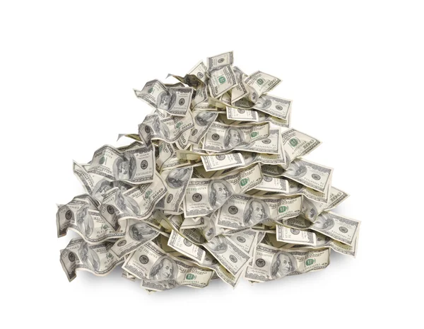 Pile with american hundred dollar bills isolated — Stock Photo, Image