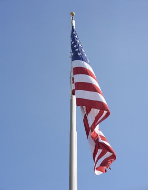 Kutup mavi gökyüzü karşı Amerikan bayrağı