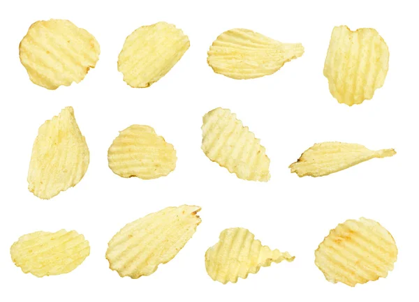 Potato chips collection isolated on a white background — Stock Photo, Image