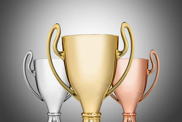 Trophies on gray background — Stock Photo, Image