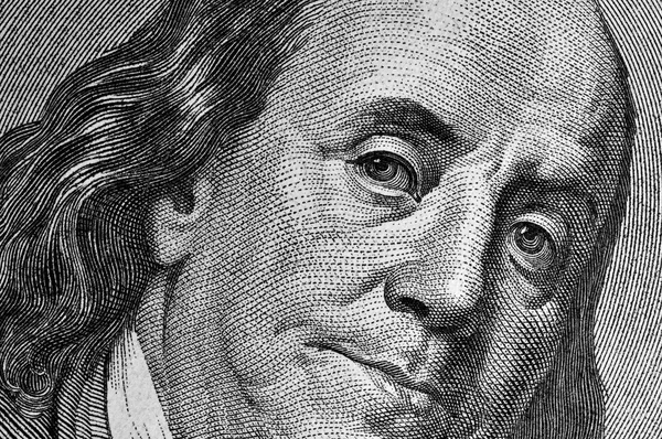 Franklin pe factura de dolar . — Fotografie, imagine de stoc