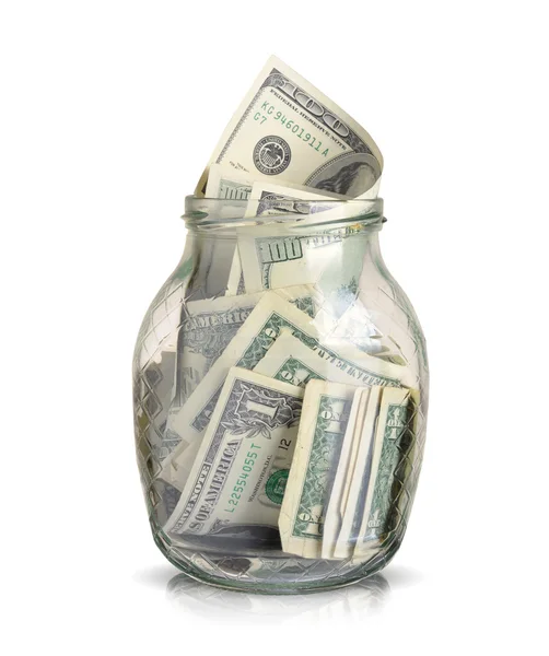 Dollars in a jar — Stock Photo, Image