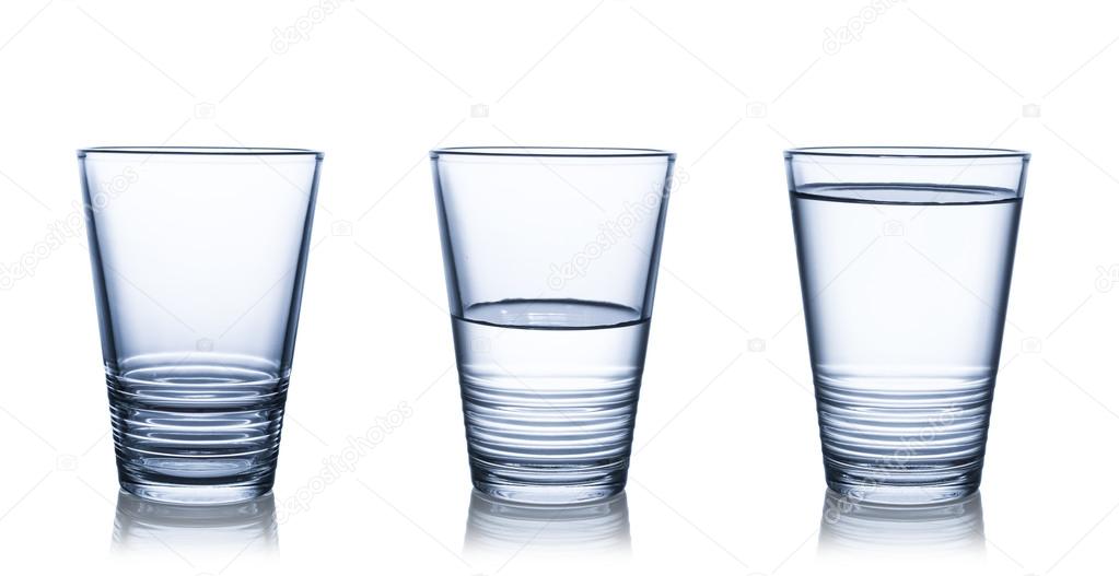 water glasses on white