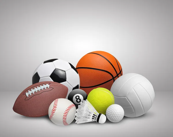 Set of sport balls on gray background — Stock Photo, Image