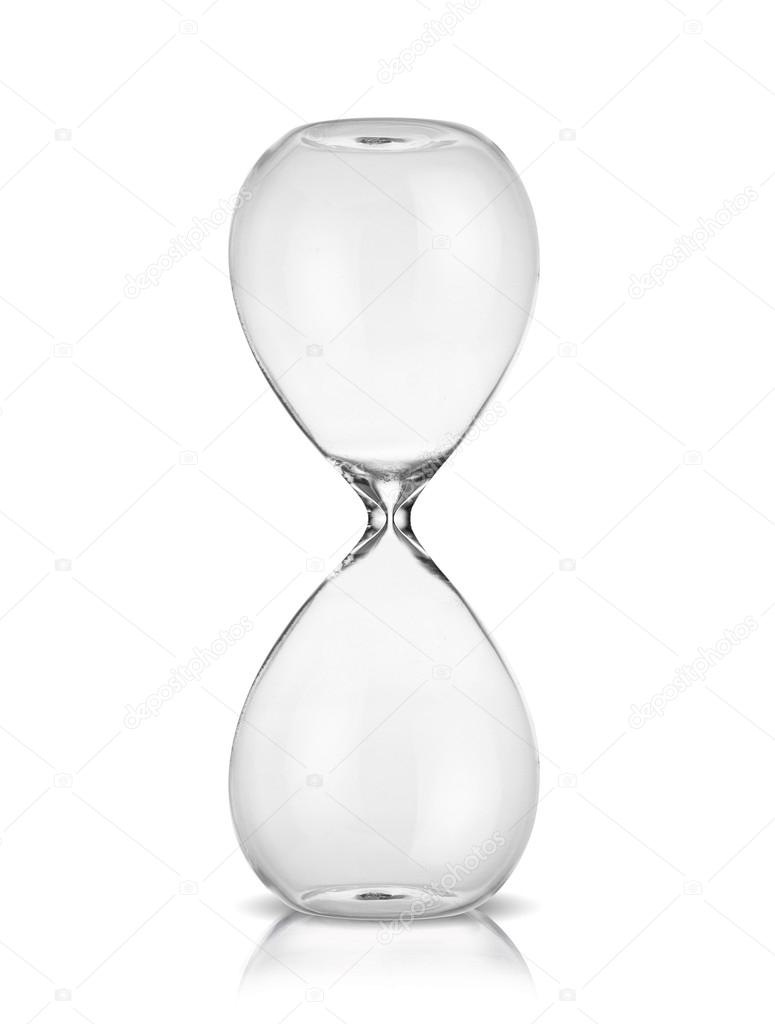 Empty hourglass isolated on white background