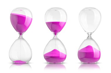 Beyaz arka plan üzerinde hourglasses topluluğu