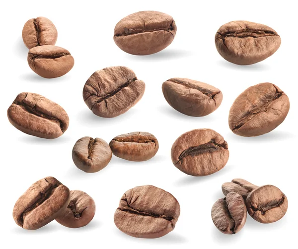 Collection of coffee beans isolated on white — Stock Photo, Image