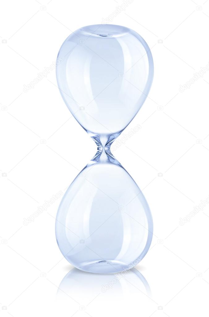 Empty hourglass isolated on white