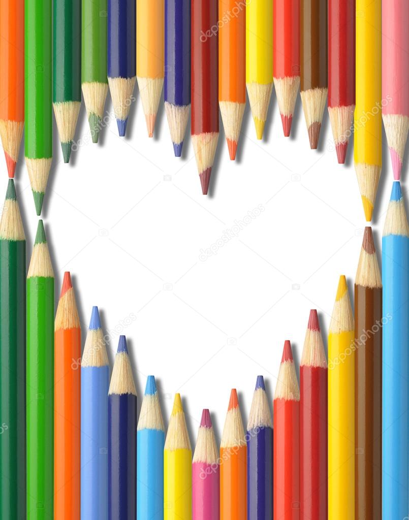 Colorful pencils heart shape