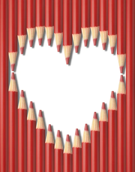 Red pencils heart shape isolated — Stock Photo, Image