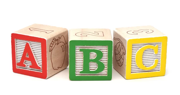 Blocs d'alphabet en bois isolés sur fond blanc — Photo