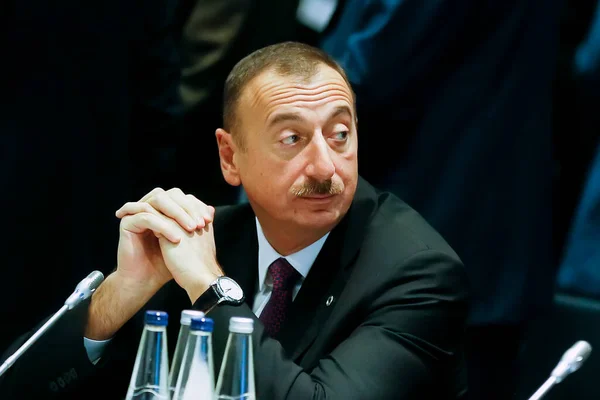 Litvanya 'nın Vilnius kentine yaptığı ziyarette Azerbaycan Ilham Aliyev' in başkanı. Kasım 2013. Yüksek kalite fotoğraf