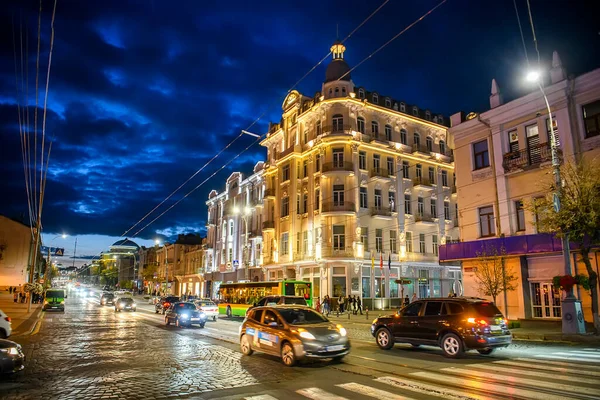 Wieczorny Widok Ulicę Soborną Historycznym Centrum Winnicy Ukraina Wrzesień 2020 — Zdjęcie stockowe