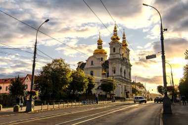 Vinnytsia, Ukrayna 'daki Ortodoks Kutsal Şekil Değiştirme Katedrali. Eylül 2020. Yüksek kalite fotoğraf
