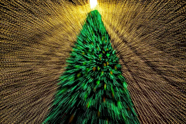 Photo Conceptuelle Sapin Noël Décoré Parmi Illumination Festive Longue Exposition — Photo