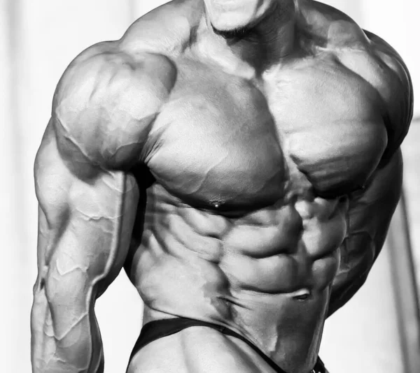 Torse Athlète Bodybuilder Photo Noir Blanc Photo Haute Qualité — Photo