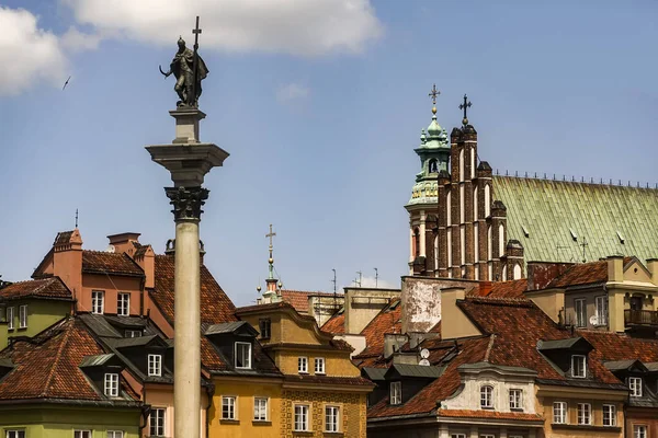 Polonya Nın Eski Varşova Kasabasındaki Castle Square Sigismund Sütunu Haziran — Stok fotoğraf