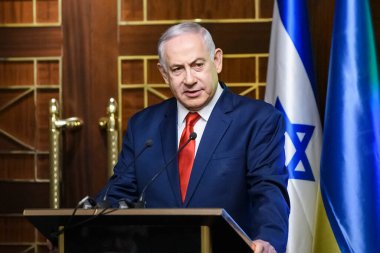 İsrail Başbakanı Benjamin Netanyahu Ukrayna 'nın Kyiv kentine yaptığı ziyarette. Ağustos 2019