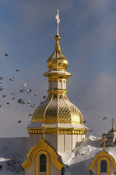 Cúpula Dourada Catedral Assunção Santa Dormição Pochayiv Lavra Pochayiv Ucrânia — Fotografia de Stock