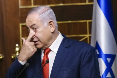 İsrail Başbakanı Benjamin Netanyahu Ukrayna 'nın Kyiv kentine yaptığı ziyarette. Ağustos 2019. Yüksek kalite fotoğraf