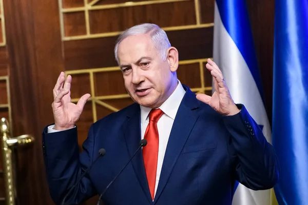 Primeiro Ministro Israel Benjamin Netanyahu Durante Visita Kiev Ucrânia Agosto — Fotografia de Stock