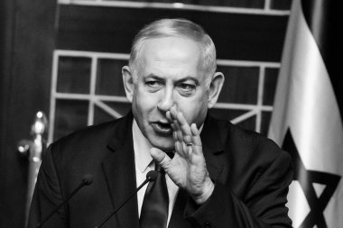 İsrail Başbakanı Benjamin Netanyahu Ukrayna 'nın Kyiv kentine yaptığı ziyarette. Ağustos 2019. Yüksek kalite fotoğraf