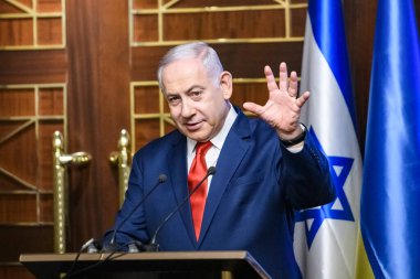 İsrail Başbakanı Benjamin Netanyahu Ukrayna 'nın Kyiv kentine yaptığı ziyarette. Ağustos 2019. Yüksek kalite fotoğraf