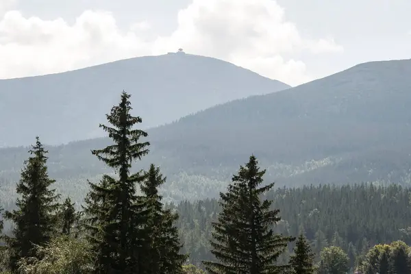 Vista Para Sniezka Montanha Mais Alta Cume Silésia Nas Montanhas — Fotografia de Stock