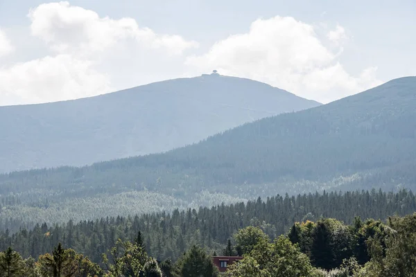 Vista Para Sniezka Montanha Mais Alta Cume Silésia Nas Montanhas — Fotografia de Stock