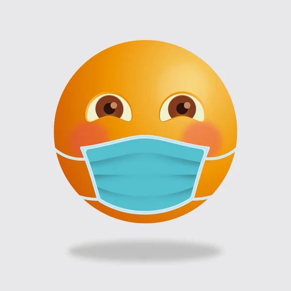 Emoji with protective medical mask. Virus. Medical mask emoji icon. Infected patient wears medical face mask to prevent spread of illness. Icon for coronavirus outbreak. Chat Elements. Vector — Stock Vector