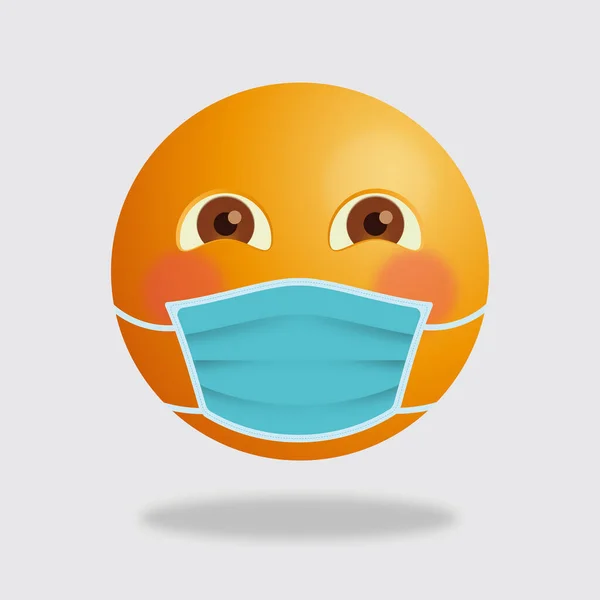 Emoji w ochronnej masce medycznej. Wirus. Ikona emotki maski medycznej. Zakażony pacjent nosi maskę medyczną, aby zapobiec rozprzestrzenianiu się choroby. Ikona epidemii koronawirusa. Chat Elements. Wektor — Wektor stockowy