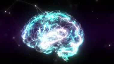 3d Dijital Beynin İçinde Uçuşun Canlandırması. Yapay Zeka 'nın soyutlanması. Düşünme Süreci. Derin Öğrenme. Bilgisayar Teknolojileri. Rotasyon Görüntüsü. Nöroşirürji Teşhisi