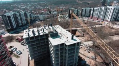İnşaat alanının büyük yerleşim alanının hava aracı görüntüsü. Gayrimenkul kavramı. Helikopter görüntüleri.