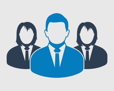 İş Takımı Simgesi. Elemanlar liderin arkasında. Düz biçim vektörü EPS.