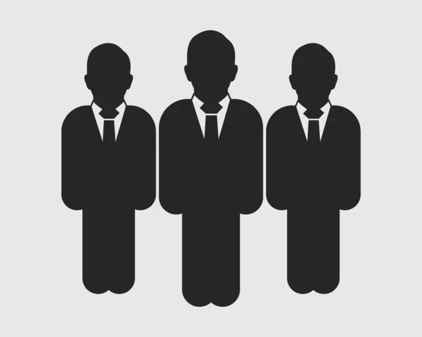 Business Team Icon Standing Male Symbols Gray Background Flat Style — Stock Vector