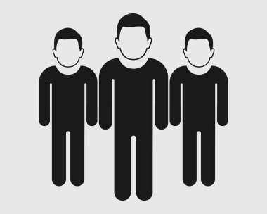 Takım çalışması ikon. Gri arka planda duran erkek sembolleri. Düz biçim vektörü EPS.