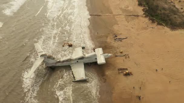 Lun Class Ekranoplan Antigo Navio Naval Soviético Ultra Secreto Navio — Vídeo de Stock