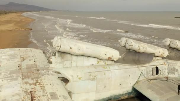 Ekranoplan Clase Lun Antiguo Buque Naval Soviético Alto Secreto Buque — Vídeos de Stock