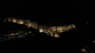 Derbent 'deki Narin-kala kalesinin hava görüntüsü. - Rusya. Dağıstan Cumhuriyeti.