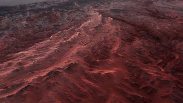 Martian Landscape Flaming Cliffs Aerial View Gobi Desert Scorched Earth — Stock Video