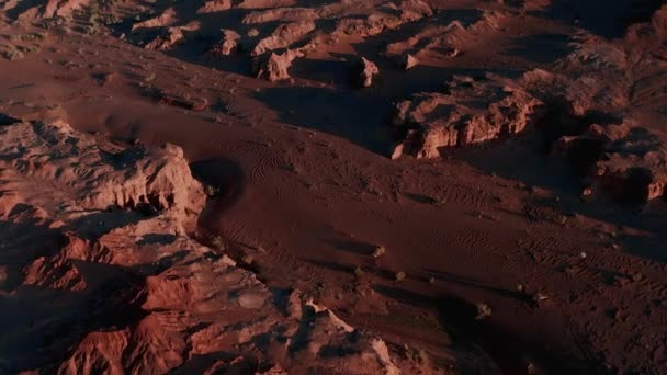 Marťanská Krajina Flaming Cliffs Air View Gobi Desert Spálená Země — Stock video